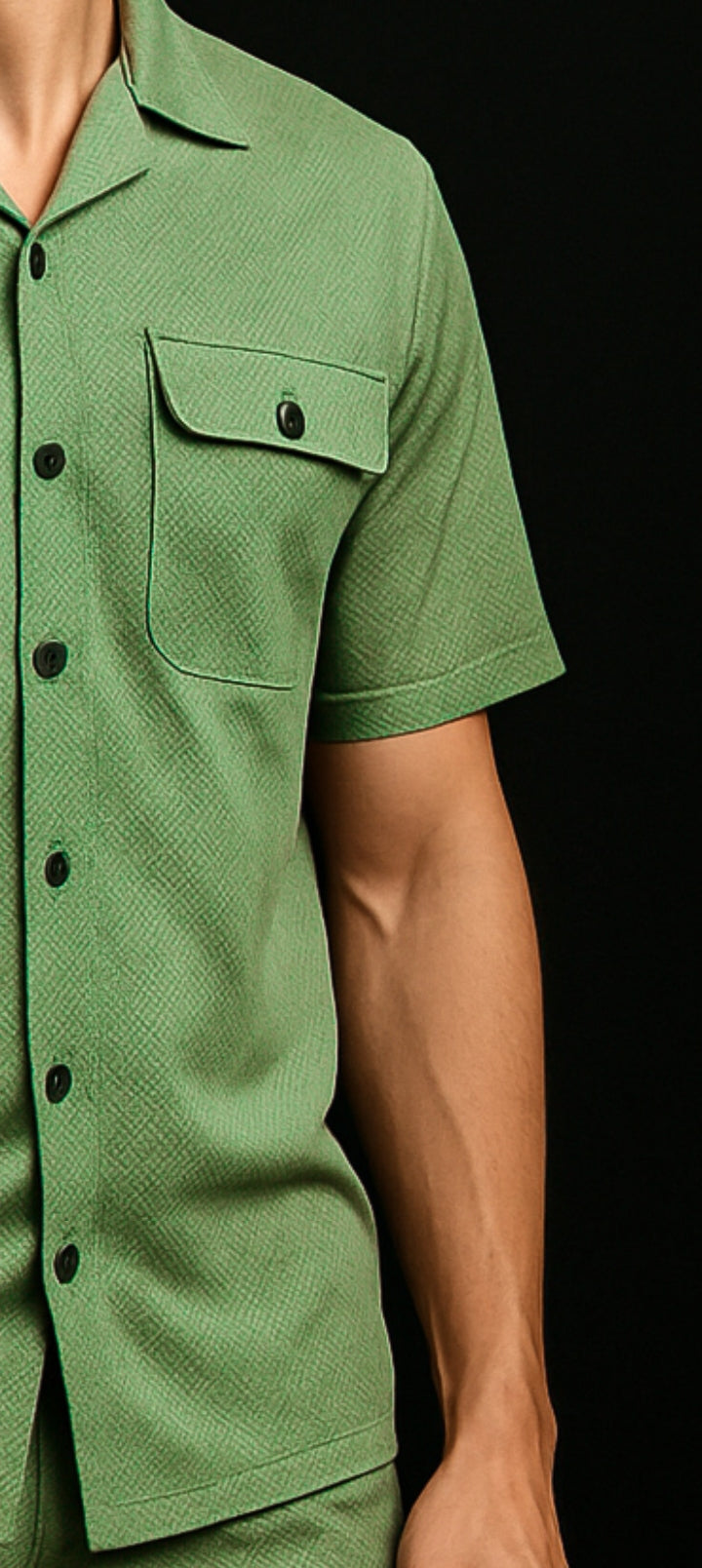 New Safari Waffle Honeycomb Design Tracksuit Set (Button shirt+Trouser) : Zinc