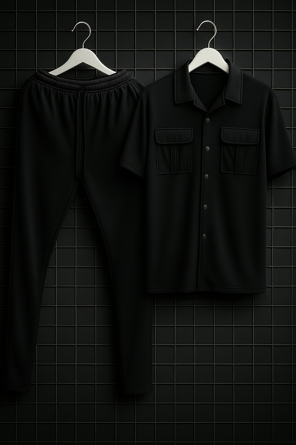Imported Safari Plain Design Tracksuit Set (Button shirt+Trouser) Outfit