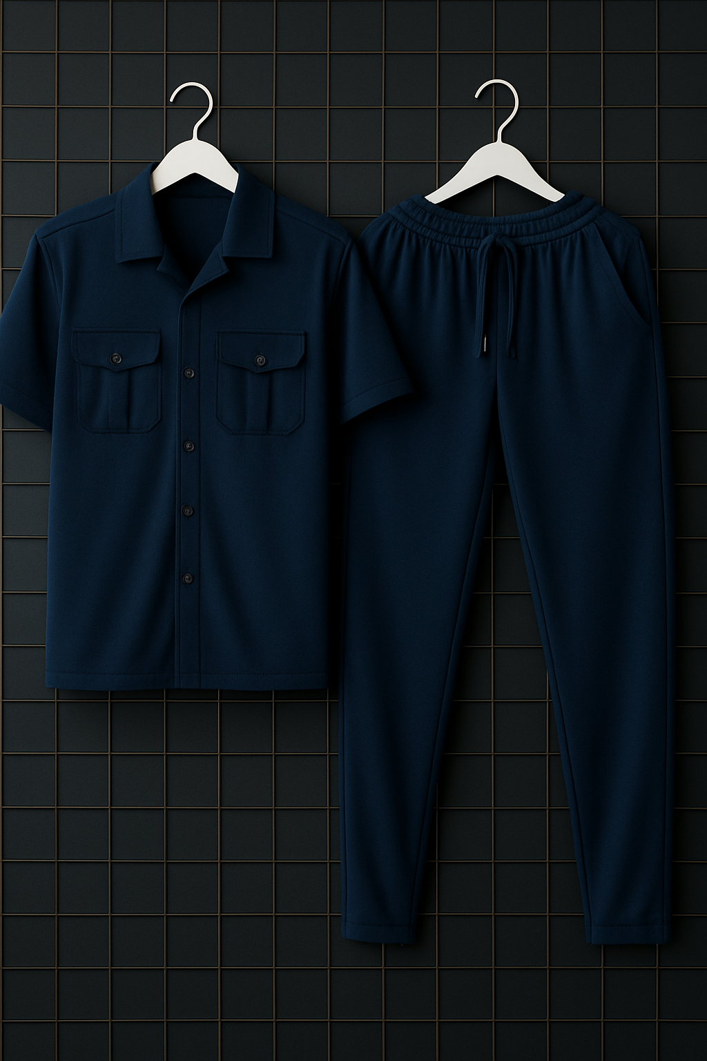 Imported Safari Plain Design Tracksuit Set (Button shirt+Trouser) Outfit