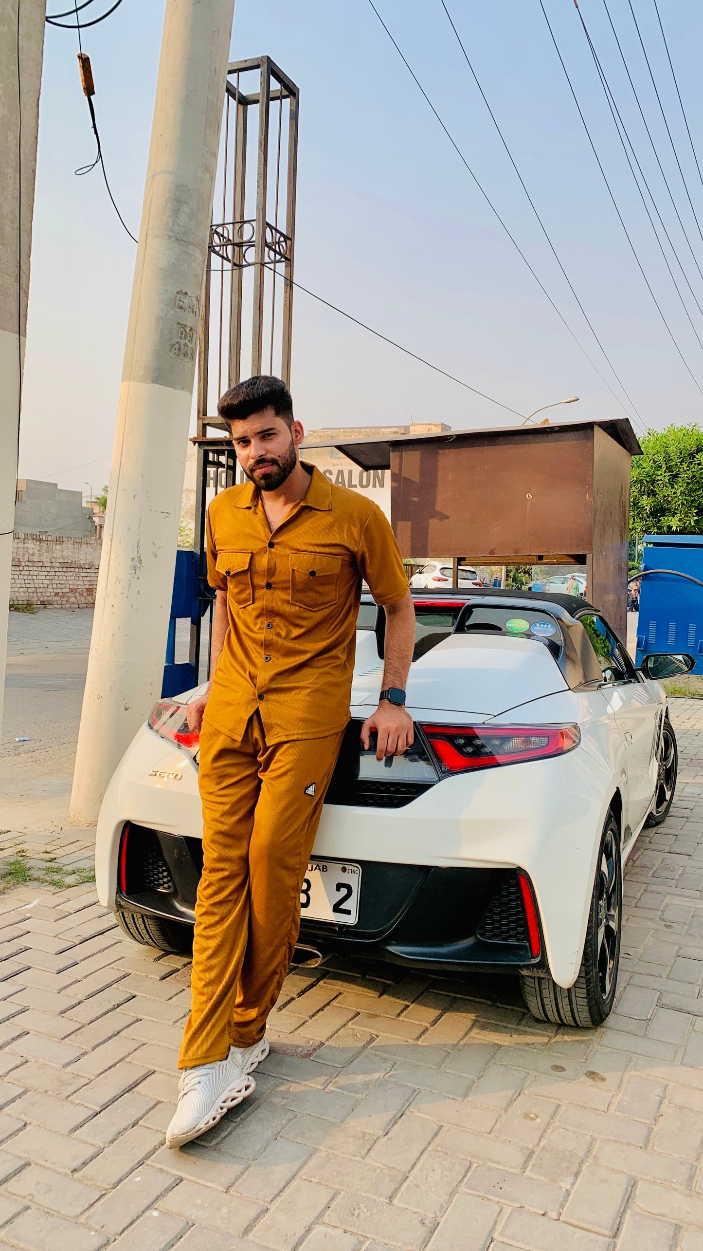 New Safari Blend Design Tracksuit Set (Button shirt+Trouser) • Bargandi Waffel O