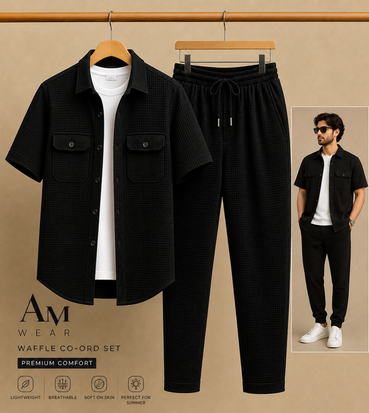 Safari Tracksuit Set (Shirt+Trouser) • Black+T-Shirt