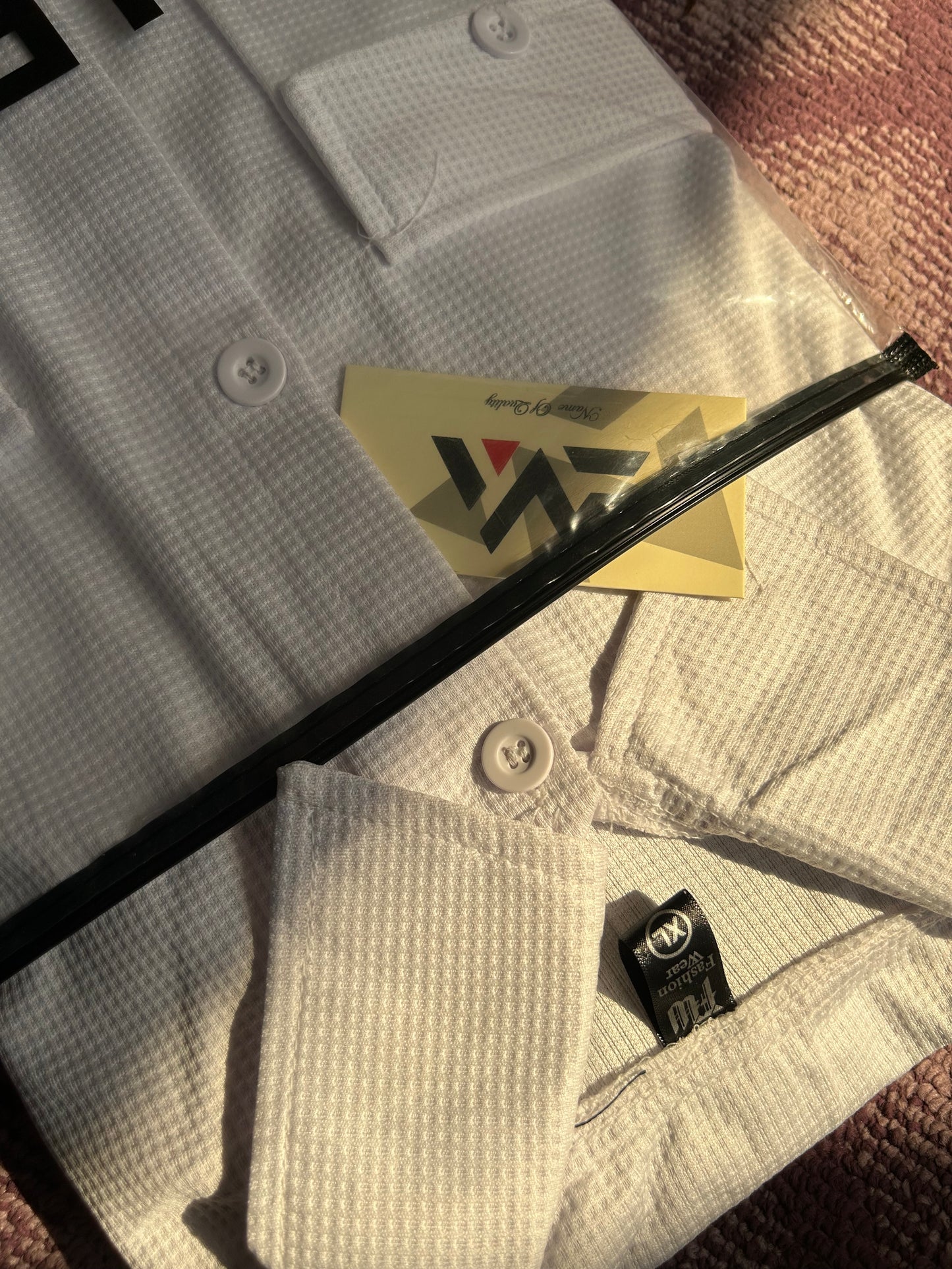 New Safari Blend Design Tracksuit Set (Button shirt+Trouser) • Light White O