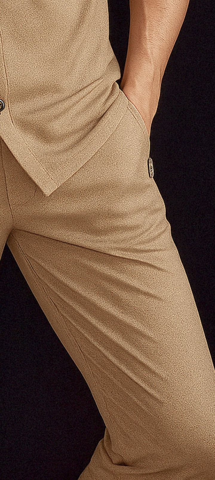 New Safari Waffle Honeycomb Design Tracksuit Set (Button shirt+Trouser) : Beige Golden