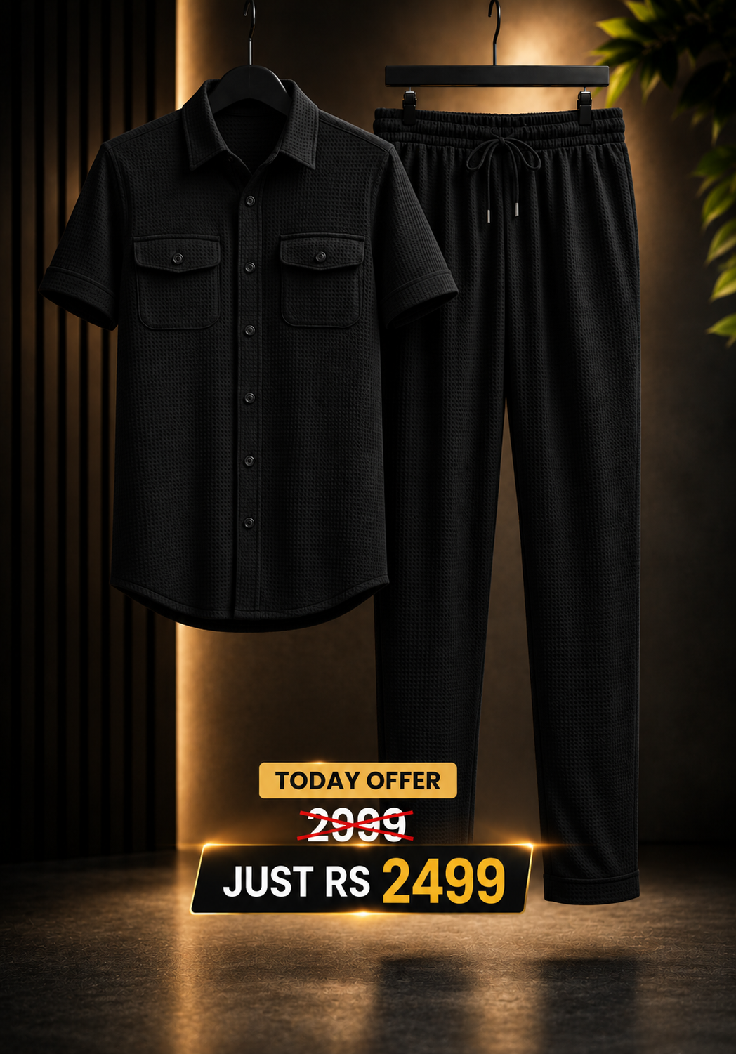 Safari Tracksuit Set (Shirt+Trouser)• Black Waffe O