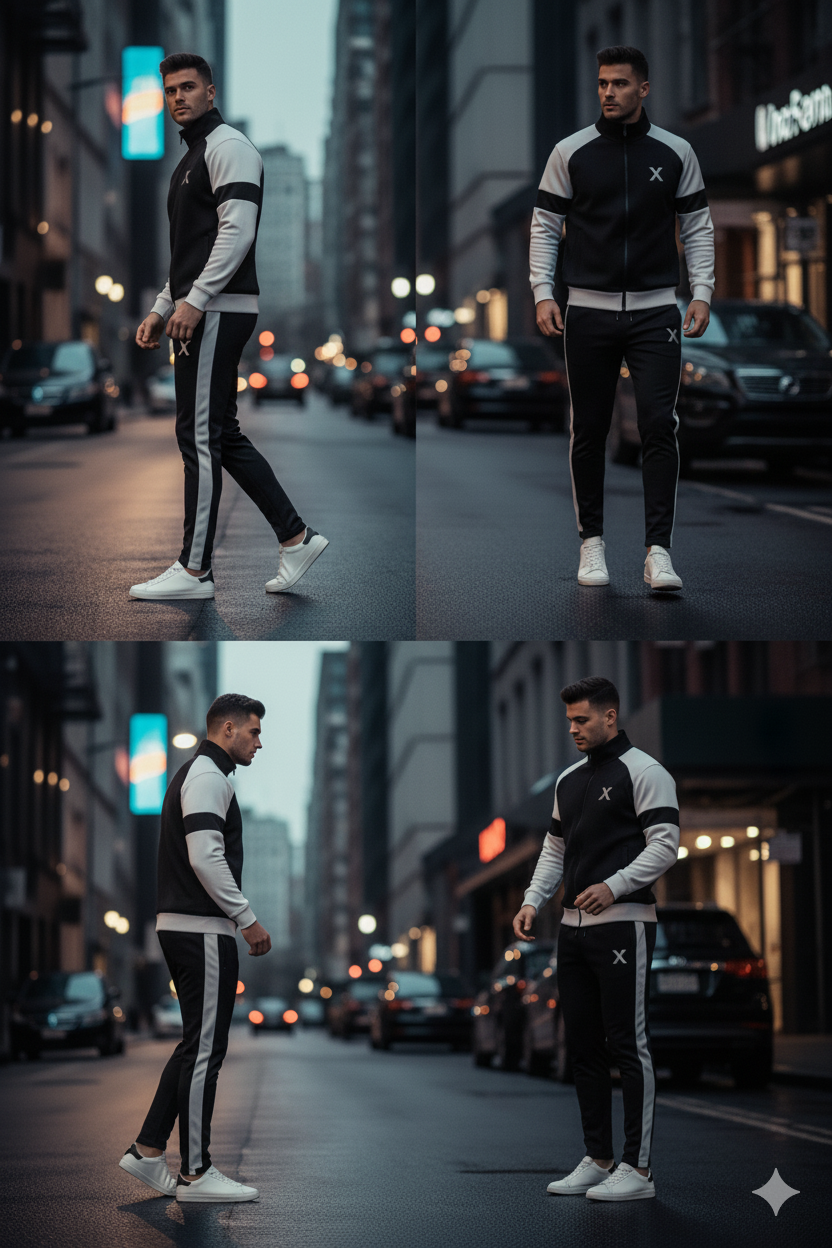 Winter Premium white & Black Tracksuit – Signature “X” Edition black-White