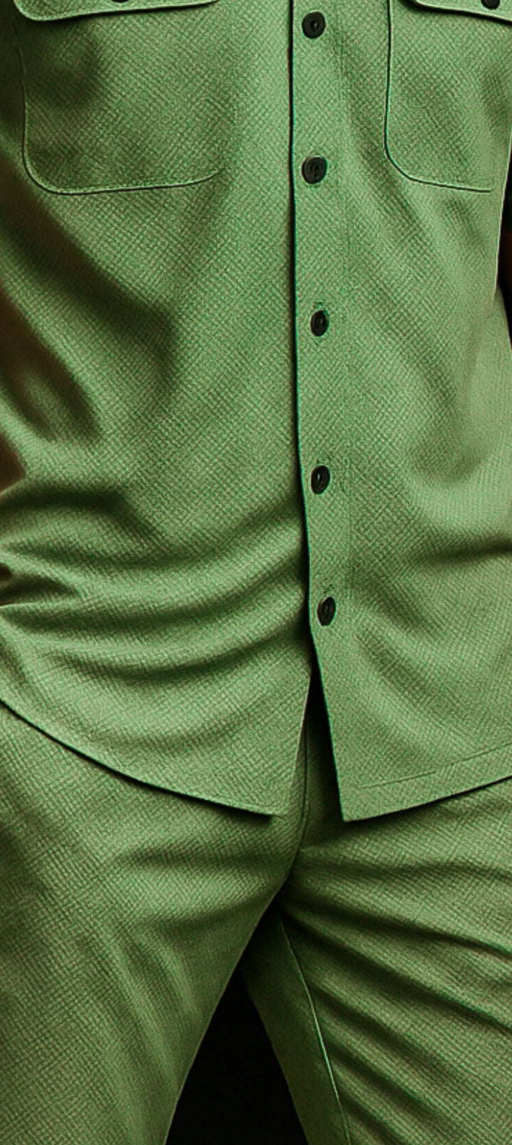 New Safari Waffle Honeycomb Design Tracksuit Set (Button shirt+Trouser) : Zinc