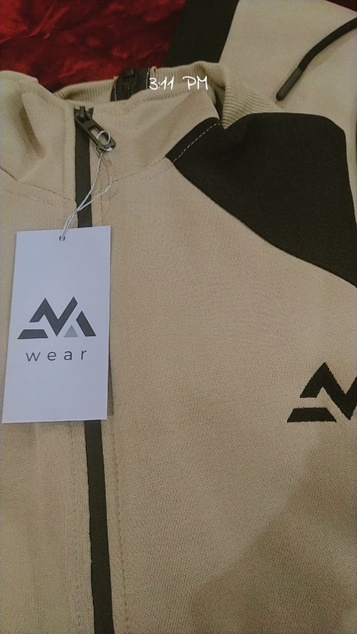 Winter Premium BROWN AND BLACK Tracksuit with free T-shirt -Special Edition -BEIGE BLACK