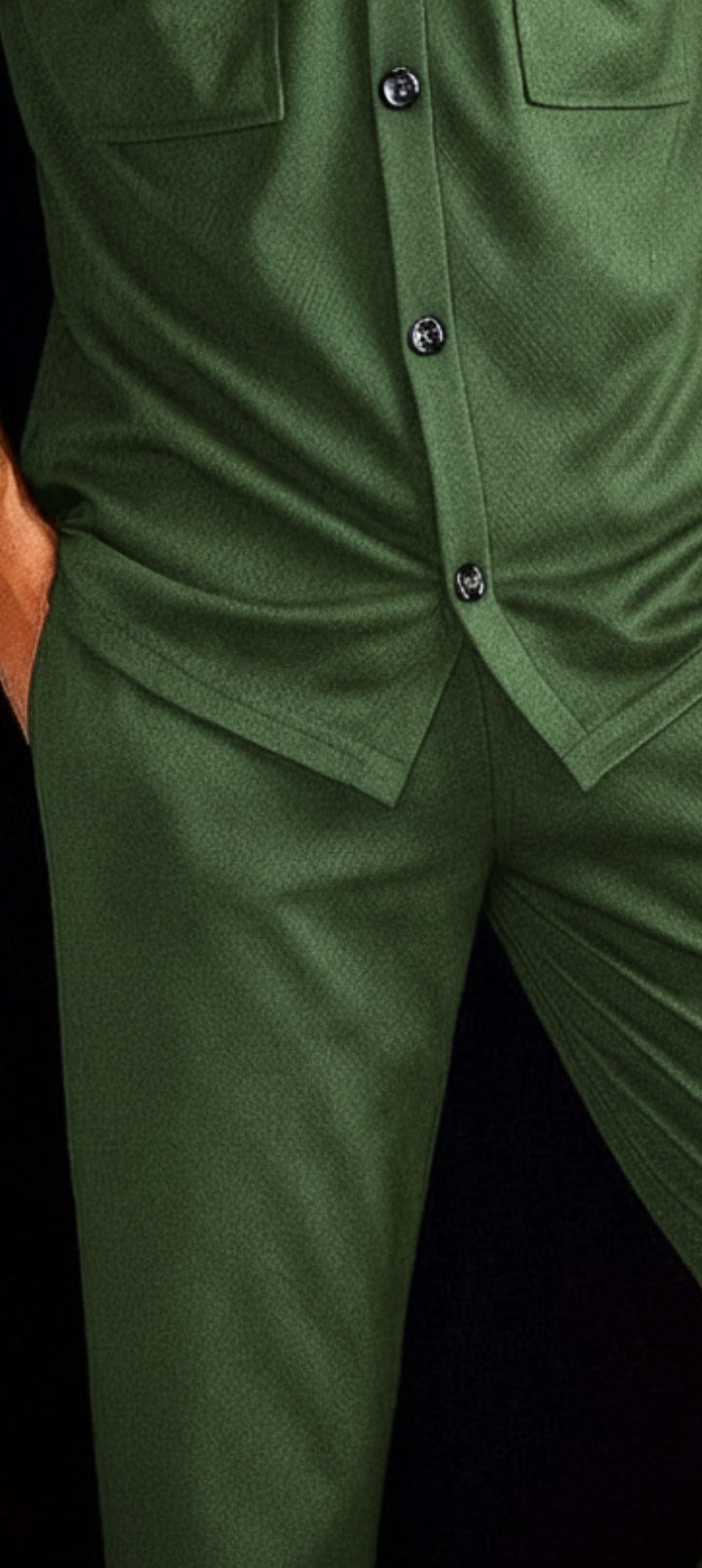 New Safari Waffle Honeycomb Design Tracksuit Set (Button shirt+Trouser) : dark Zinc