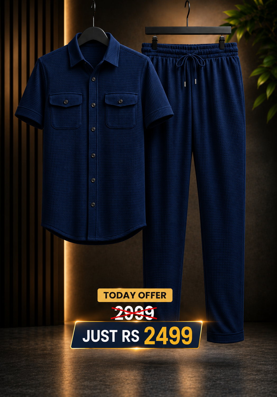 Safari Tracksuit Set (Shirt+Trouser)• Blue Waffle O