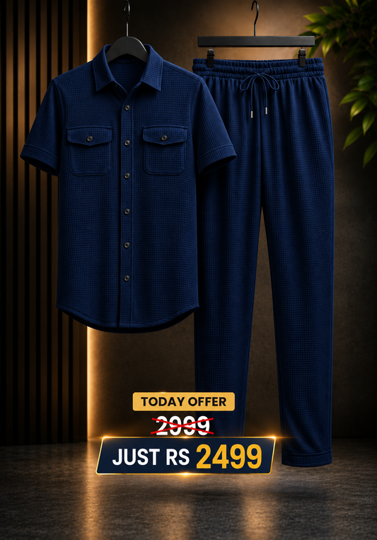 Safari Tracksuit Set (Shirt+Trouser)• Blue Waffle O