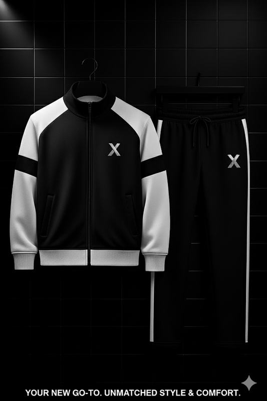 Winter Premium white & Black Tracksuit – Signature “X” Edition black-White