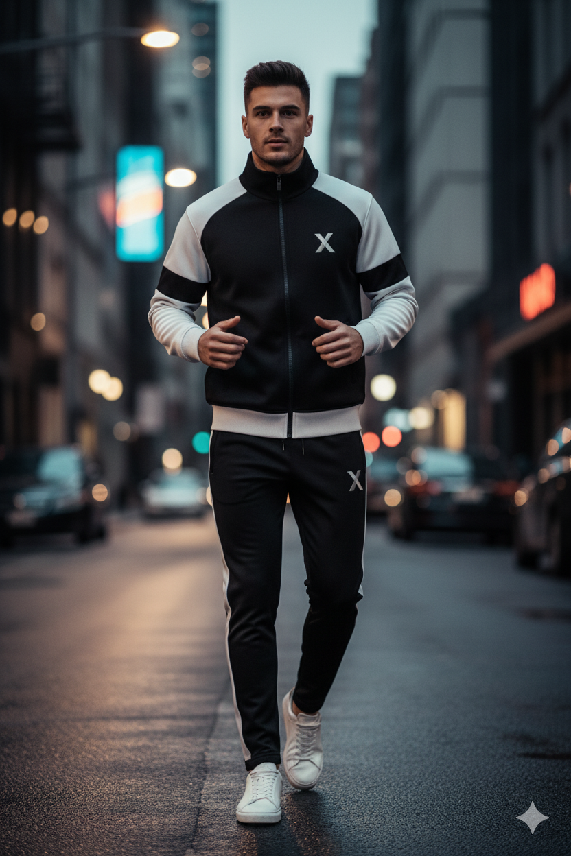 Winter Premium white & Black Tracksuit – Signature “X” Edition black-White