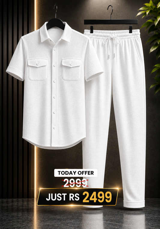 Safari Tracksuit Set (Shirt+Trouser) • Light White O