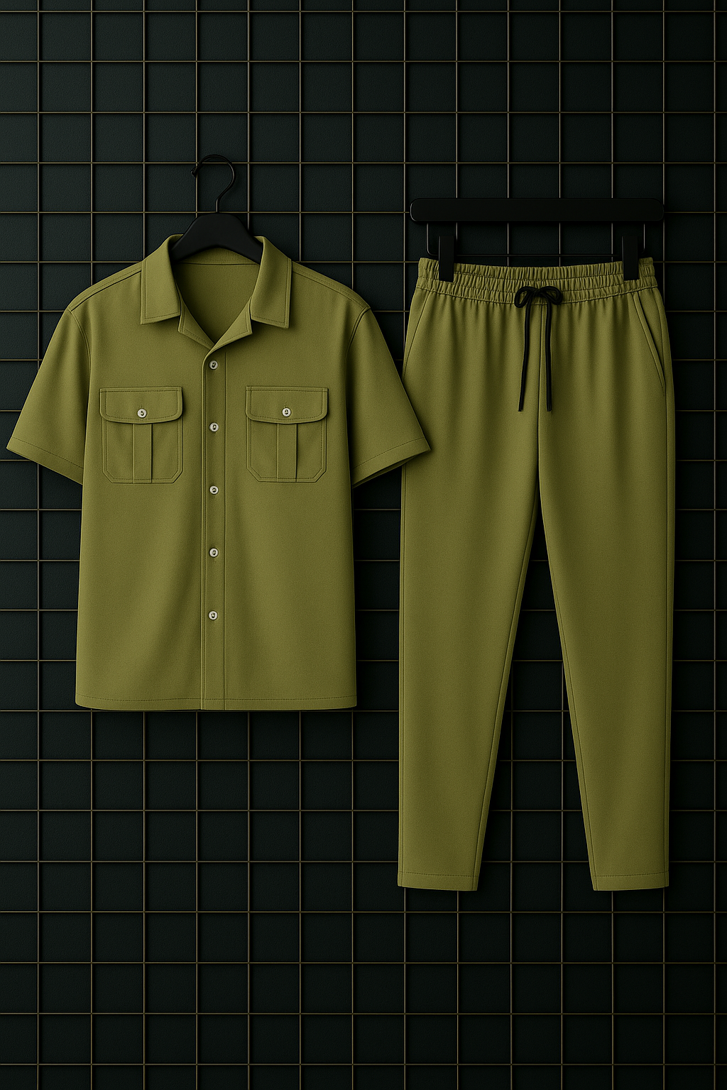Imported Safari Plain Design Tracksuit Set (Button shirt+Trouser) Outfit