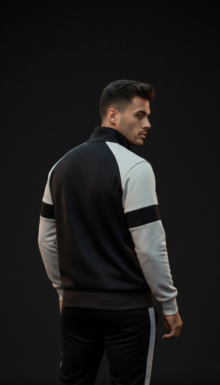 Winter Premium WHITE AND BLACK Tracksuit With Free T-shirt–Special Edition - BLACK WHITE