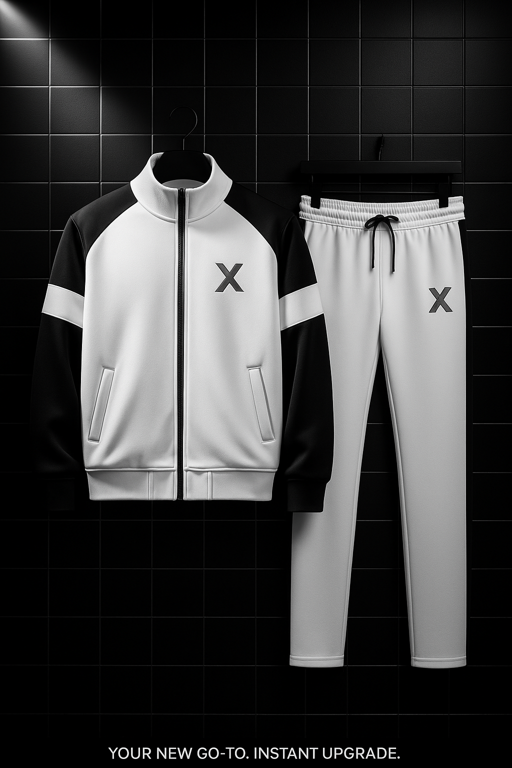 Winter Premium white & Black Tracksuit – Signature “X” Edition White-black