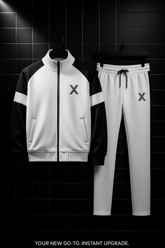 Winter Premium white & Black Tracksuit – Signature “X” Edition White-black
