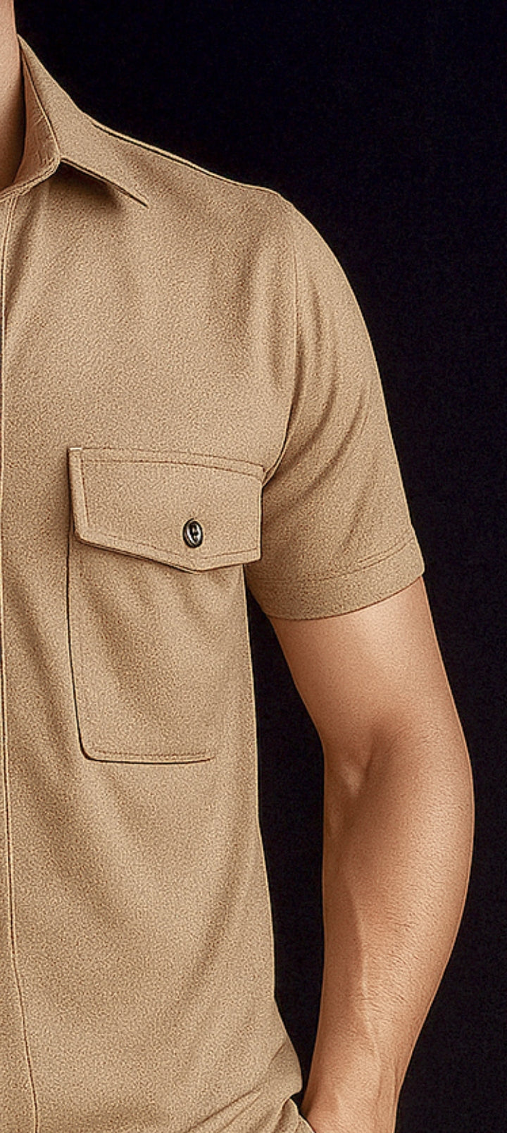 New Safari Waffle Honeycomb Design Tracksuit Set (Button shirt+Trouser) : Beige Golden