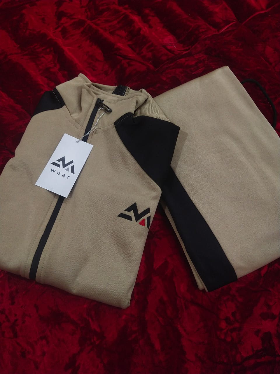 Winter Premium BROWN AND BLACK Tracksuit with free T-shirt -Special Edition -BEIGE BLACK