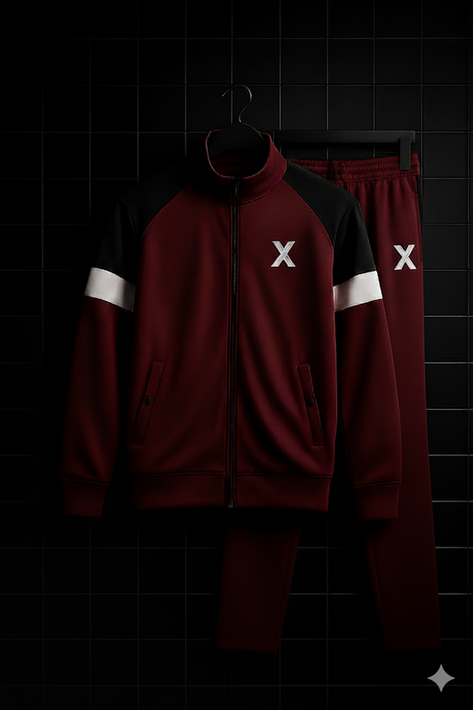 Winter Premium Maroon & Black Tracksuit – Signature “X” Edition black-maroon