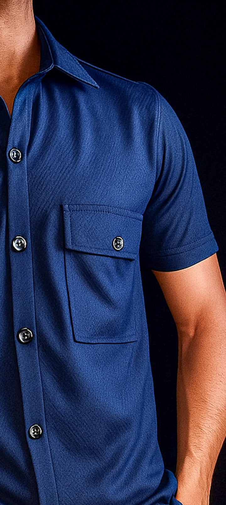 New Safari Waffle Honeycomb Design Tracksuit Set (Button shirt+Trouser) : Naveyblue