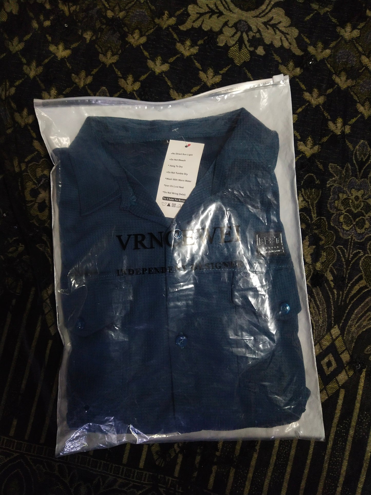 New Safari Waffle Design Tracksuit Set (Button shirt+Trouser) Blue